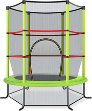 Trampolino Elastico Bambino in Acciaio, Tappeto Elastico Bambini da Esterno e da Interno, con Rete e Cusicnetti Antiscivolo（Verde)