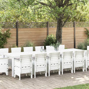 Set da Pranzo per Giardino 15 pcs Bianco Rattan Polt