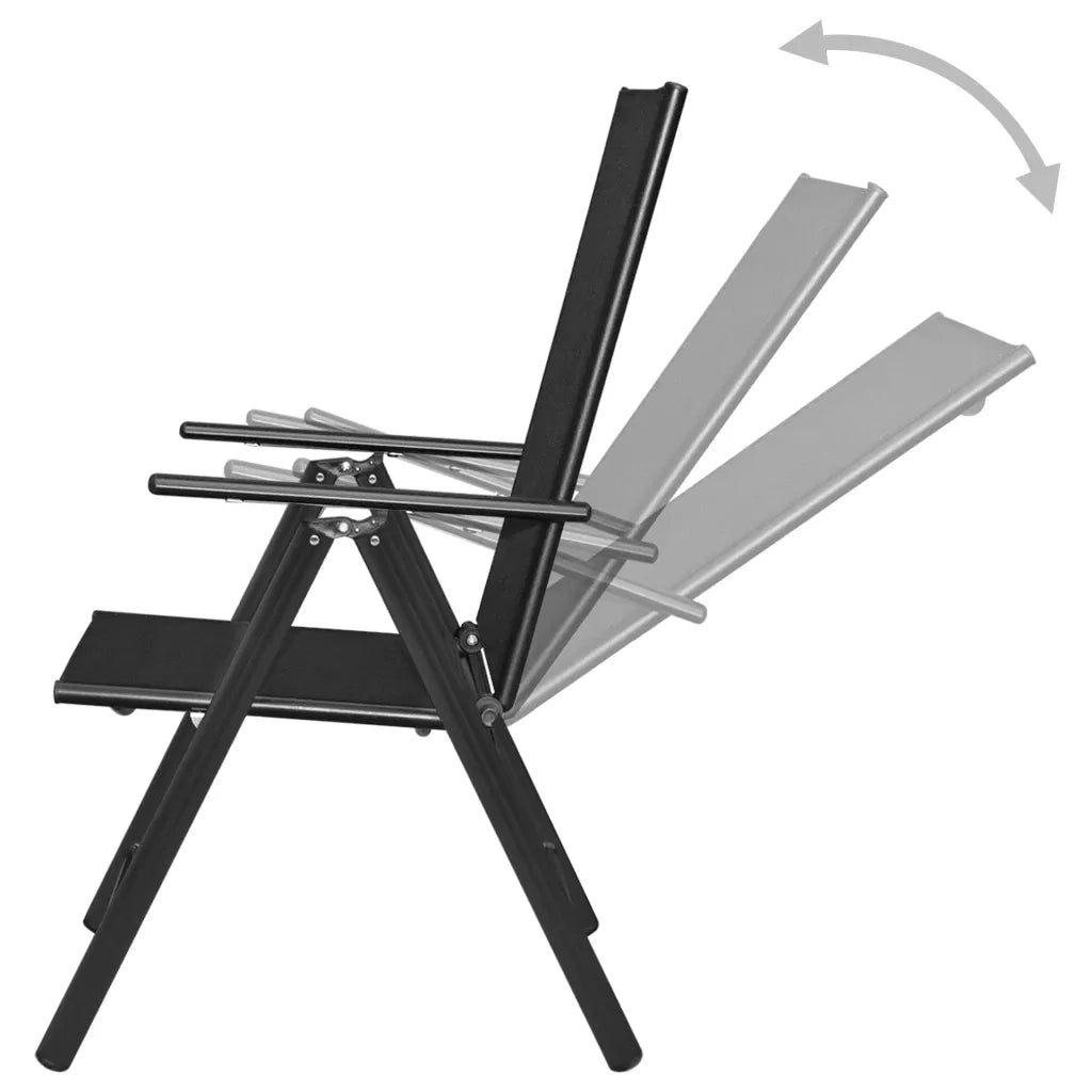 Sedie da Giardino Pieghevoli 4 pz in Alluminio e Textilene Nere 41731