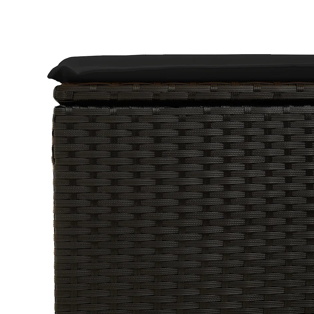Sgabello da giardino con cuscino nero 55x55x37 cm in polyrattan 365966