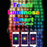 Trade Shop - Tenda Luminosa Con Controllo Remote Smart Con App 288 Luci A Led Rgb 3,50x1,20mt -