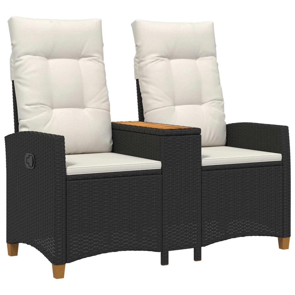 Panchina reclinabile con tavolo Nero e Bianco Crema polyrattan 42026813