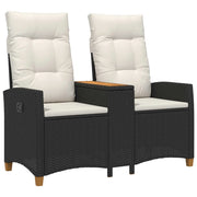 Panchina reclinabile con tavolo Nero e Bianco Crema polyrattan 42026813
