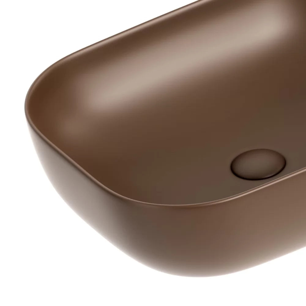 Lavabo d'appoggio marrone in ceramica da 50,5 x 40,5 cm - Serie Nature
