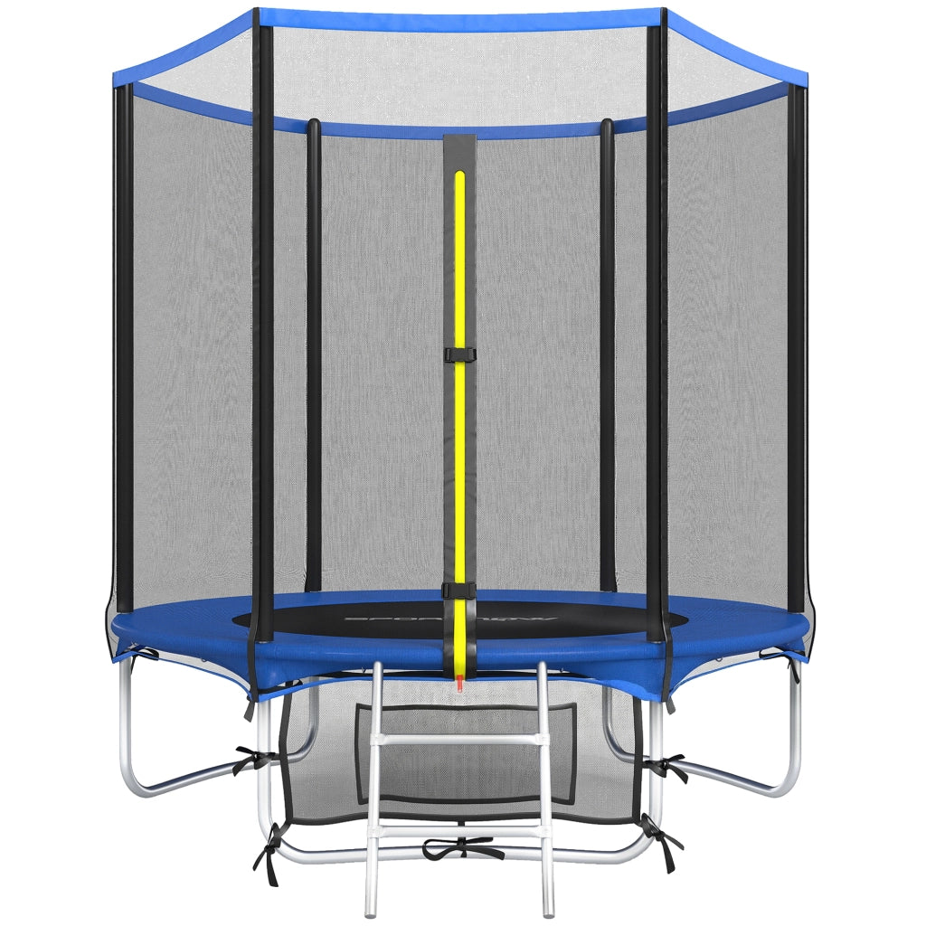 Trampolino Elastico Esterno 183 cm con Rete di Sicurezza e Scala ¨C Zephmum ¨C Blu