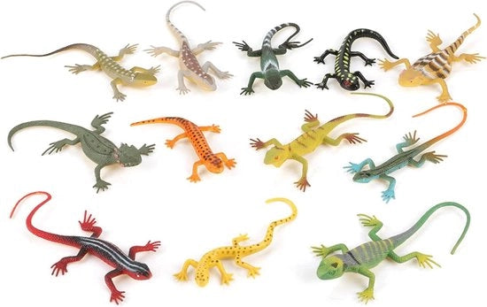 12 pezzi di modelli di lucertola colorati, figure di animali giocattolo educativo per bambini