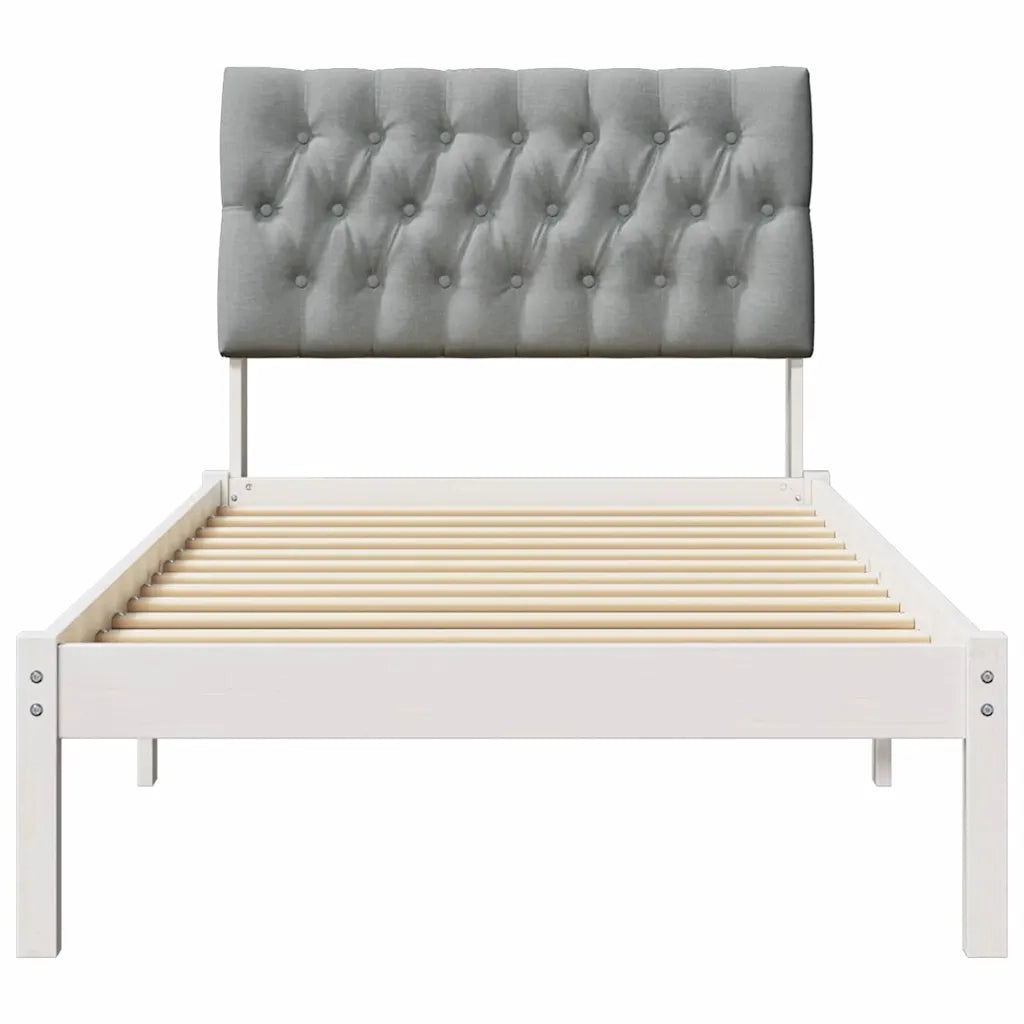 Letto con Testiera Rivestita-Struttura Letto con Testiera Bianco 90 x 190 cm