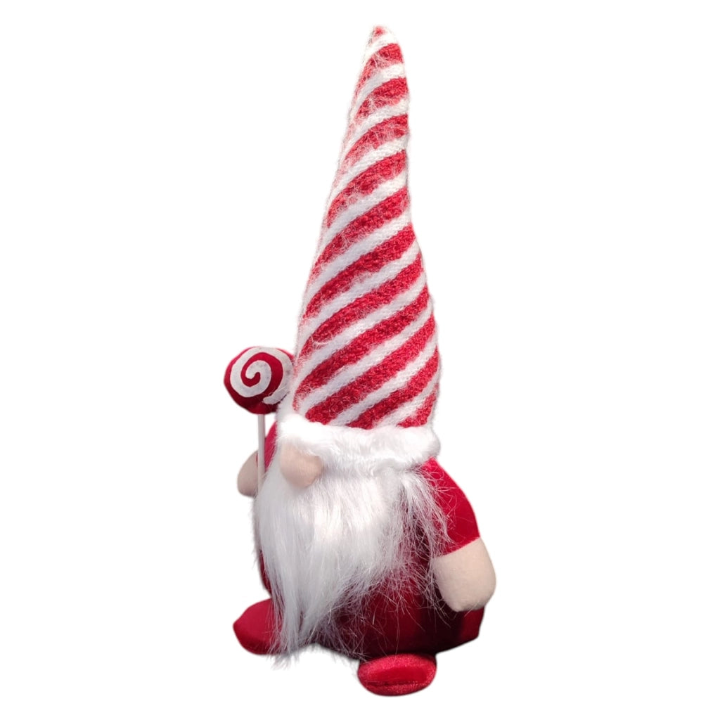 GNOMO NATALIZIO DECORATIVO BABBO NATALE CON CAPPELLO A RIGHE 43,5CM BASE PESANTE