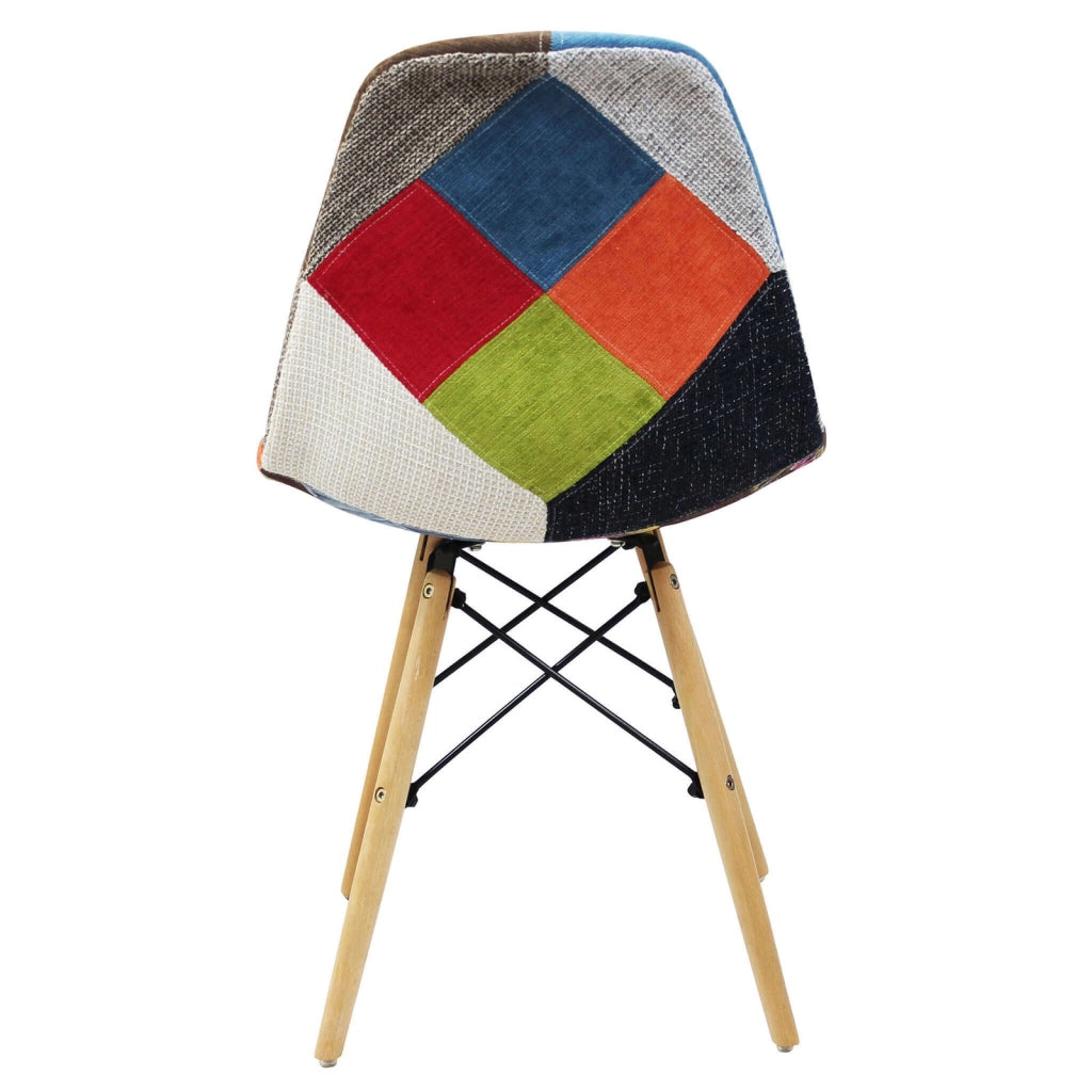 Sedia Svandinava Patchwork in Legno Acciaio Tessuto cm 46 5x53x83 - JOBY