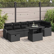 Set Divano da Giardino con cuscino 8 pcs Nero Poly Rattan 3359730
