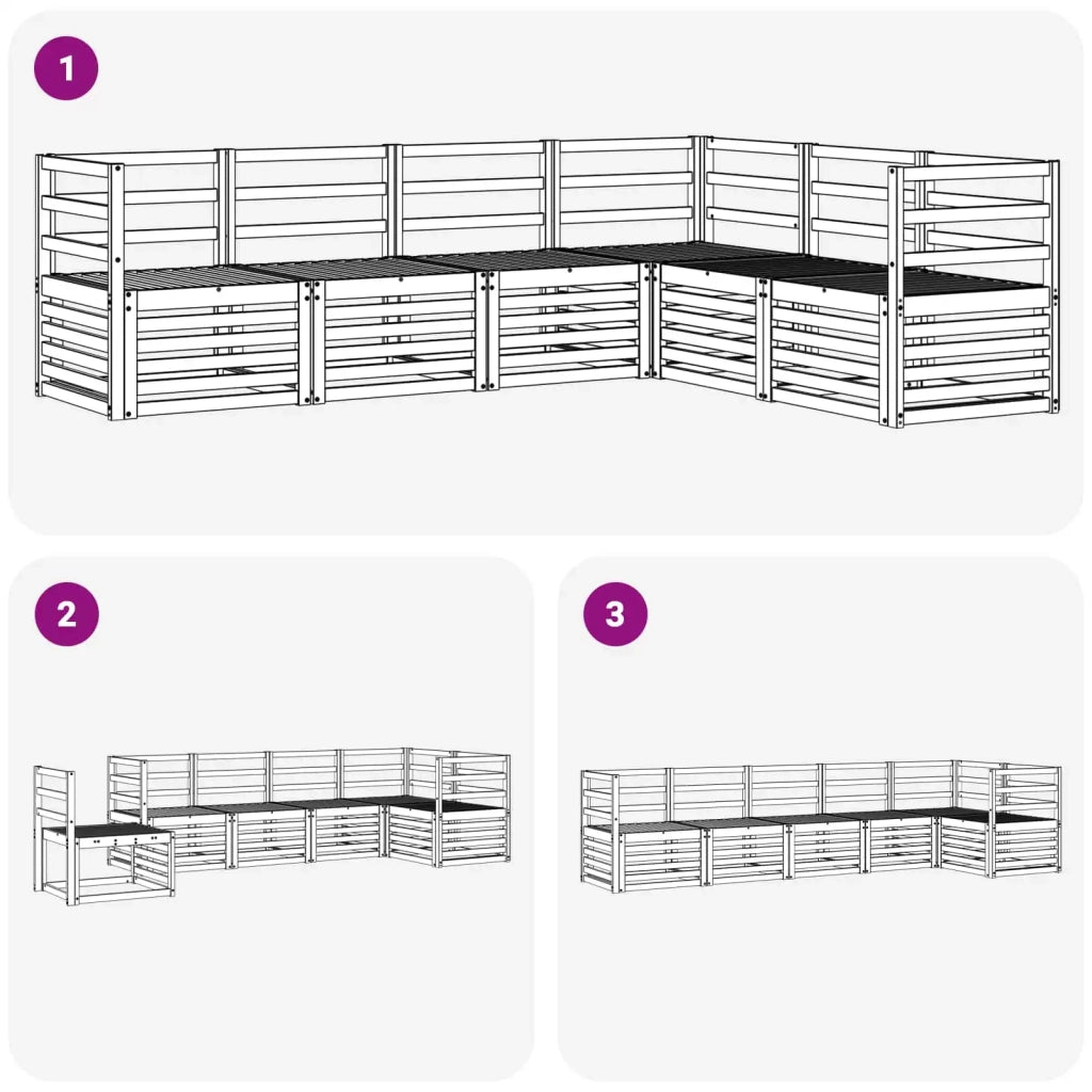 Set di divani da esterno 6 pcs Bianco 304 x 126,5 x 73 cm 3391894