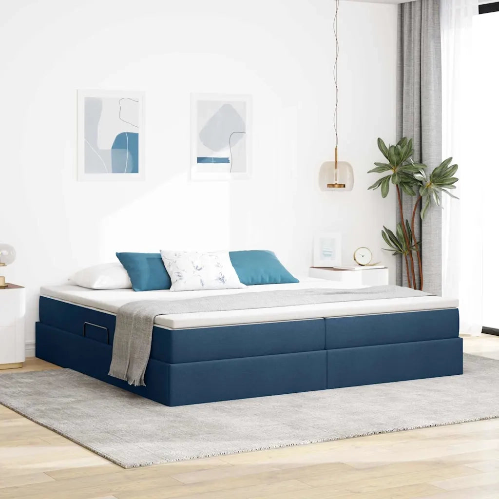 Letto con contenitore e materasso Blu 200 x 200 cm Poliestere 3370253