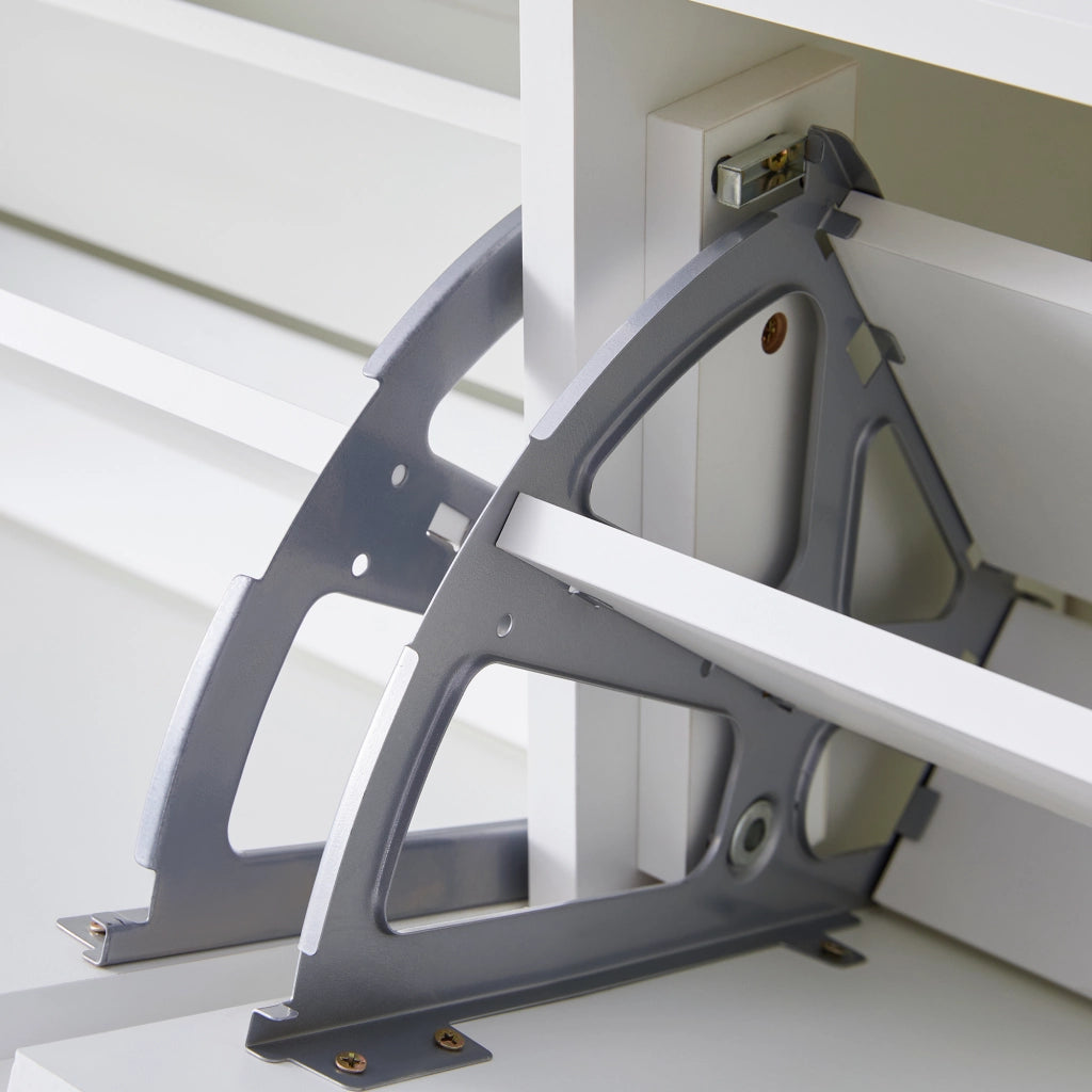OKWISH Scarpiera con 6 Ribalte e Ripiani Aperti, Ripiani Regolabili, per Ingresso, MDF, Bianco, 118 x 25 x 115 cm