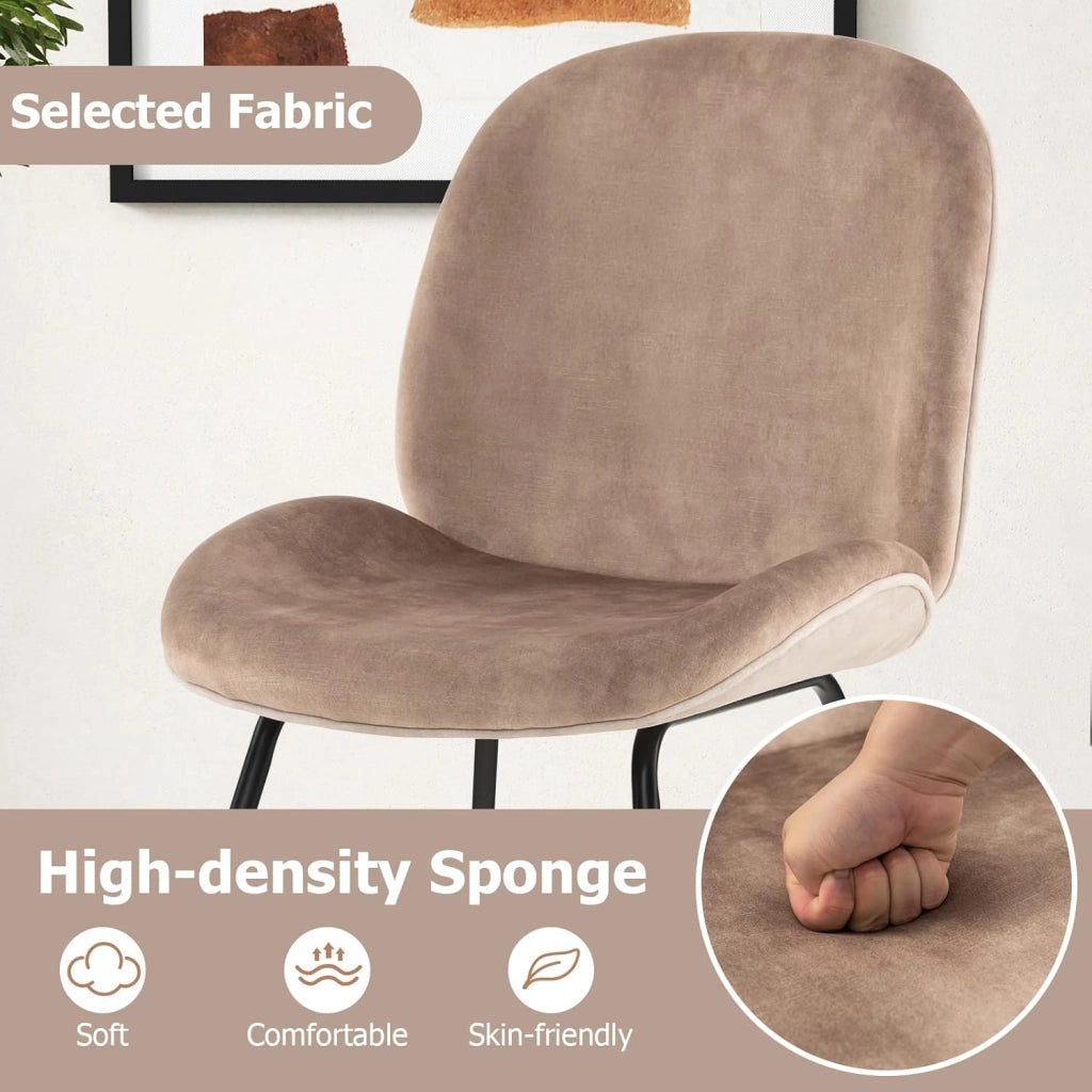 Set di 2 sedie moderne per sala da pranzo, sedie supplementari in velluto con gambe in metallo resistenti, sedie da salotto imbottite, perfette per la cucina, vanità, camera da letto, grigio