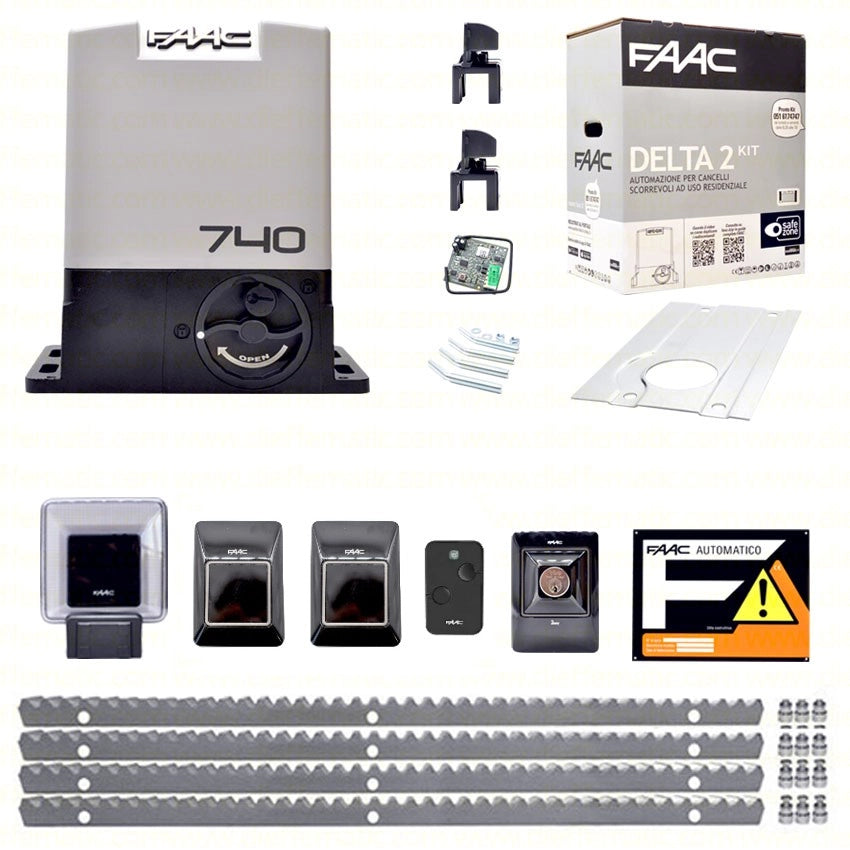 FAAC DELTA 2 740 KIT 4 METRI CREMAGLIERA METALLO AUTOMAZIONE CANCELLO SCORREVOLE