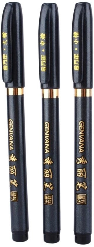 Set di pennelli per calligrafia - 3 misure - Ideale per firme e illustrazioni - Adatto per disegnatori e manga - Adatto per appassionati di hobby