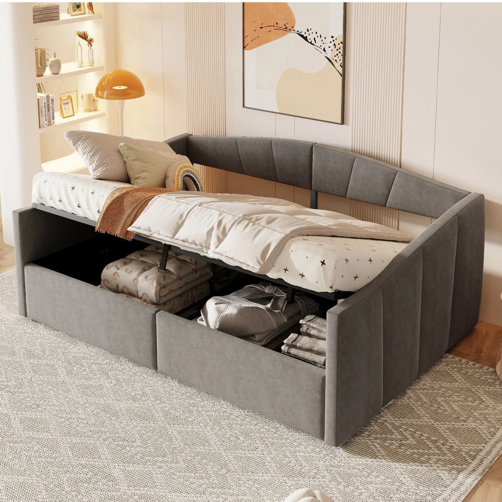 Divano letto doppio 140x200cm - Xylo - grigio, velluto pelle, classico