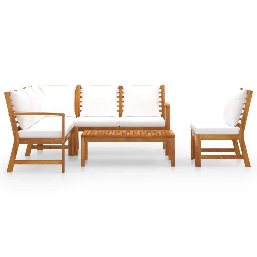 Set di mobili da giardino mobili da esterno 5 pezzi con cuscini color crema legno massello di acacia 02_0016294