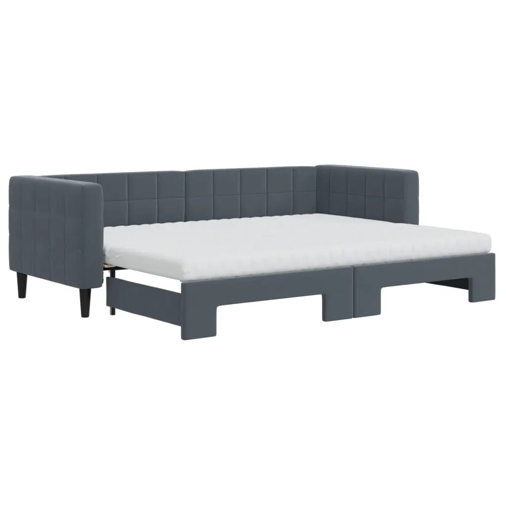 Divano Letto Estraibile Materassi Grigio Scuro 80x200cm Velluto 3196709
