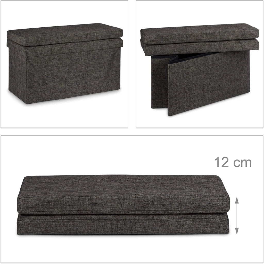 Pouf/pouf contenitore pieghevole per biancheria 76 cm marrone 13_0002782_2