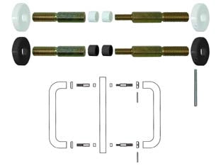 FISSAGGIO DOPPIO PER VETRO-LEGNO-ALLUMINIO- - mm.300/350 in nylon colore bianco - 2 pezzi