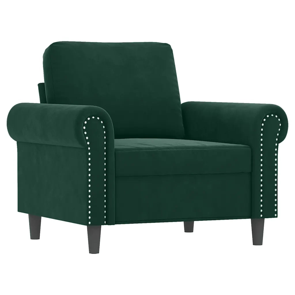 Set di Divani 3 pz con Cuscini Verde Scuro in Velluto