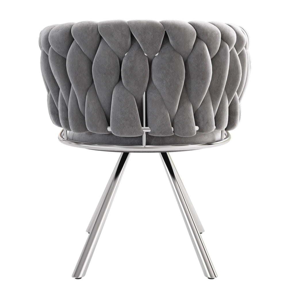 Set di 2 sedie da pranzo girevoli 360° in velluto grigio con struttura in metallo