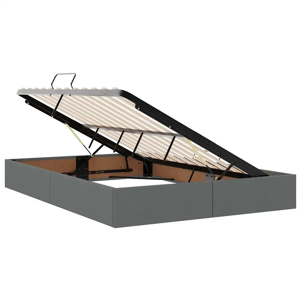 Letto con contenitore e LED con led Grigio scuro 140 x 200 cm
