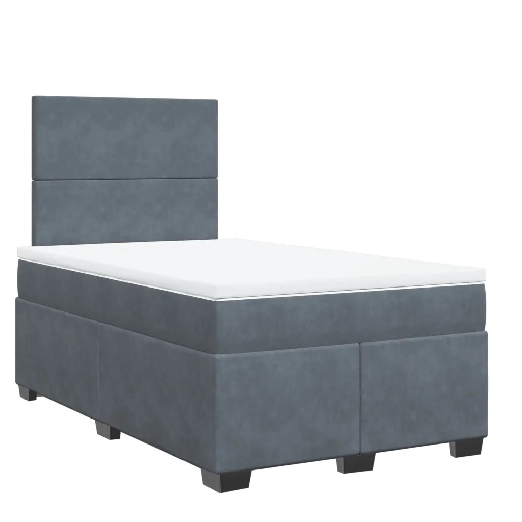 vidaXL Giroletto a Molle con Materasso Grigio Scuro 120x200 cm Velluto