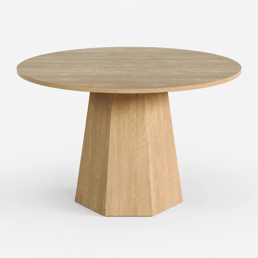 Tavolo da pranzo rotondo in MDF effetto rovere, diametro 120 cm, per 4-6 persone, design nordico