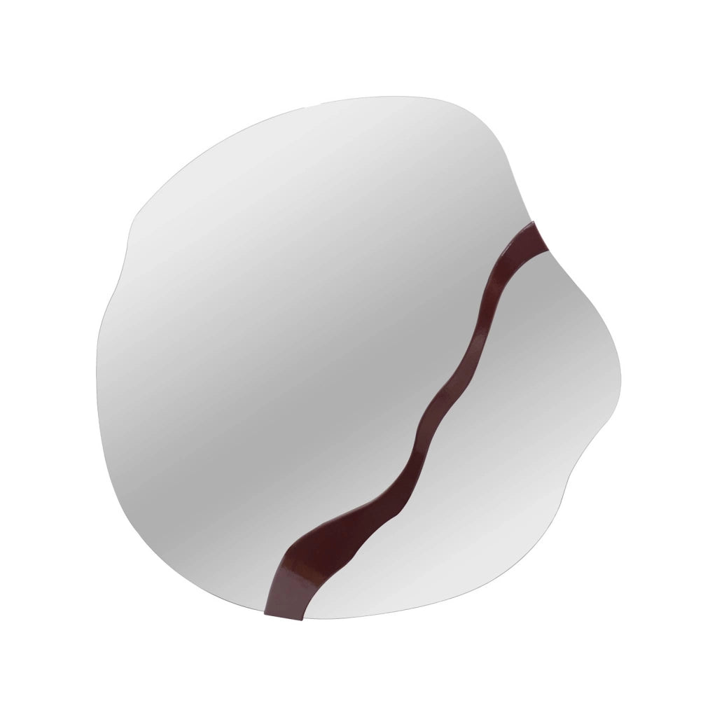 Specchio organico motivo legno, 74,5cm, bordeaux