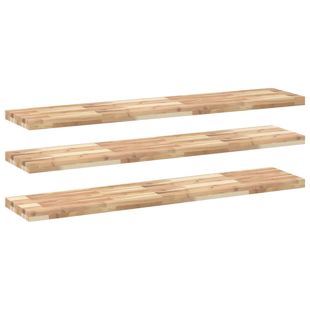 vidaXL Mensole da Parete 3 pz 120x30x4 cm Legno Acacia Non Trattato