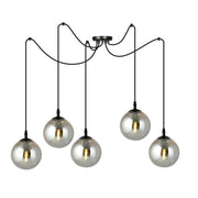 Lampada a sospensione GIGI con struttura in acciaio nero e diffusori in vetro