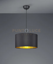 HOSTEL SOSPENSIONE PARALUME TESSUTO NERO INTERNO ORO D.40CM 1 LUCE ATTACCO E27