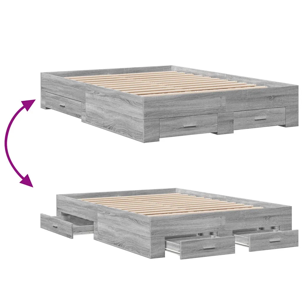 Giroletto Cassetti Grigio Sonoma 120x190 cm Legno Multistrato
