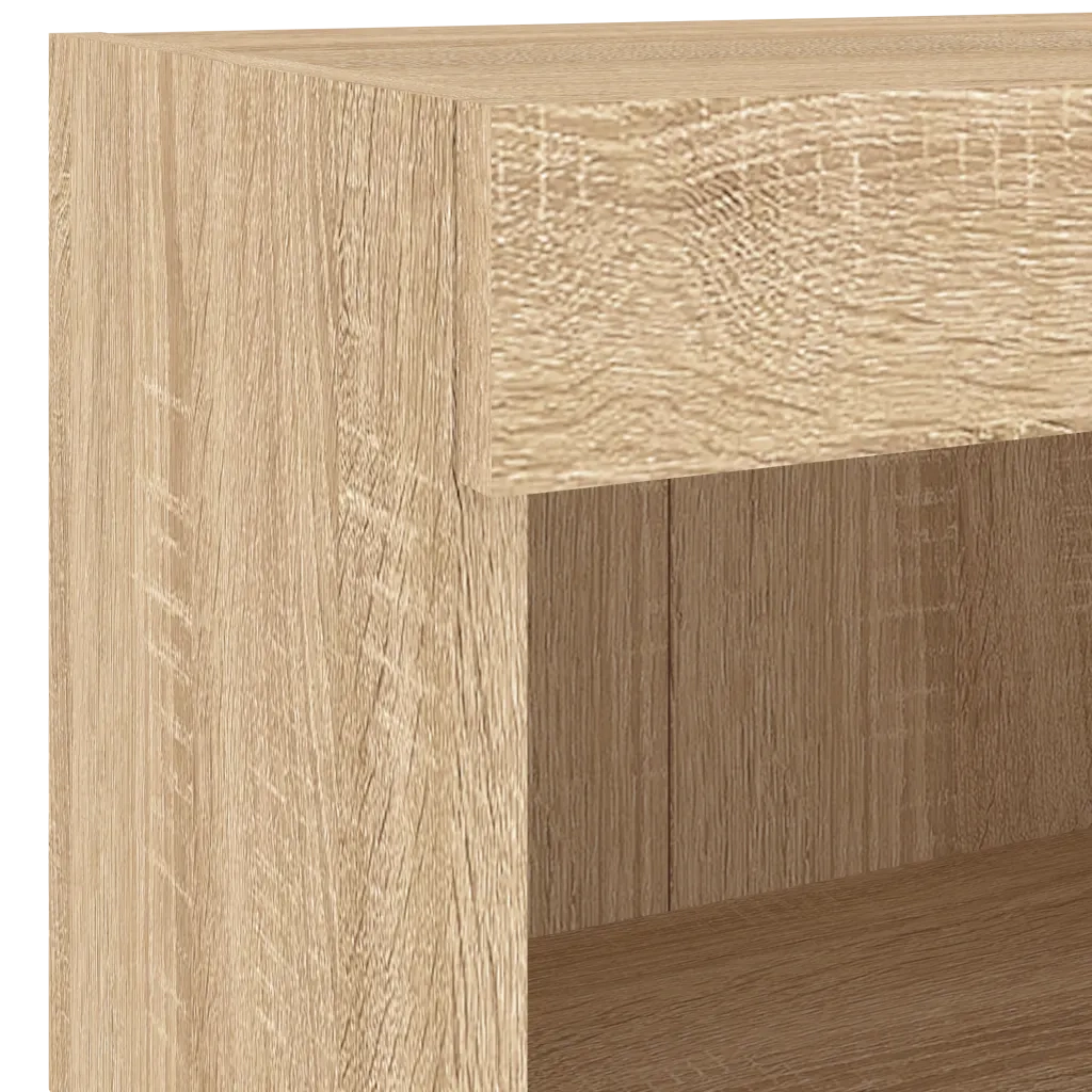 Comodino con Luci LED a Parete Rovere Sonoma 837117