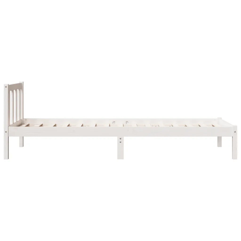 Letto Extra Lungo senza Materasso Bianco 80x220 cm in Pino