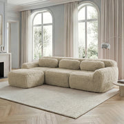 Divano modulare angolare a L 291x179x73 cm in tessuto plush light khaki; senza montaggio