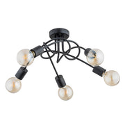 Plafoniera moderna TRAVERS 5 luci E27 nera metallo Alfa