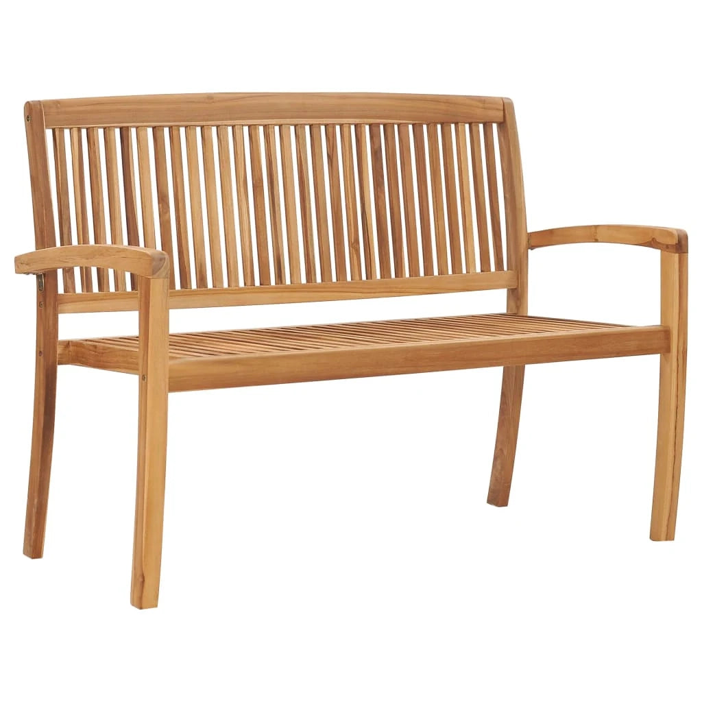 Panca da giardino mobili da esterno per patio panca da terrazza impilabile e cuscino 128,5 cm legno massello di teak 02_0011677
