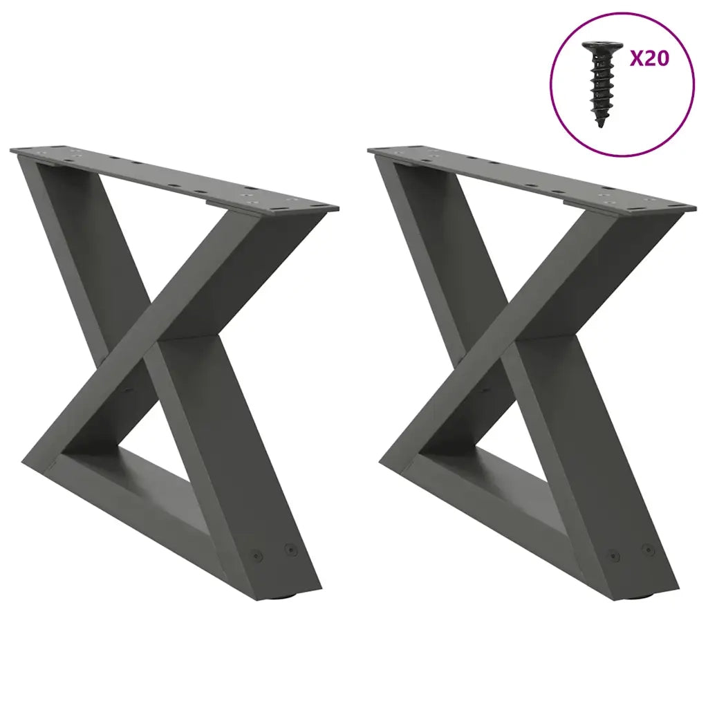 Gambe per tavolino 2 pz Antracite 50x(30-31,3) cm Acciaio