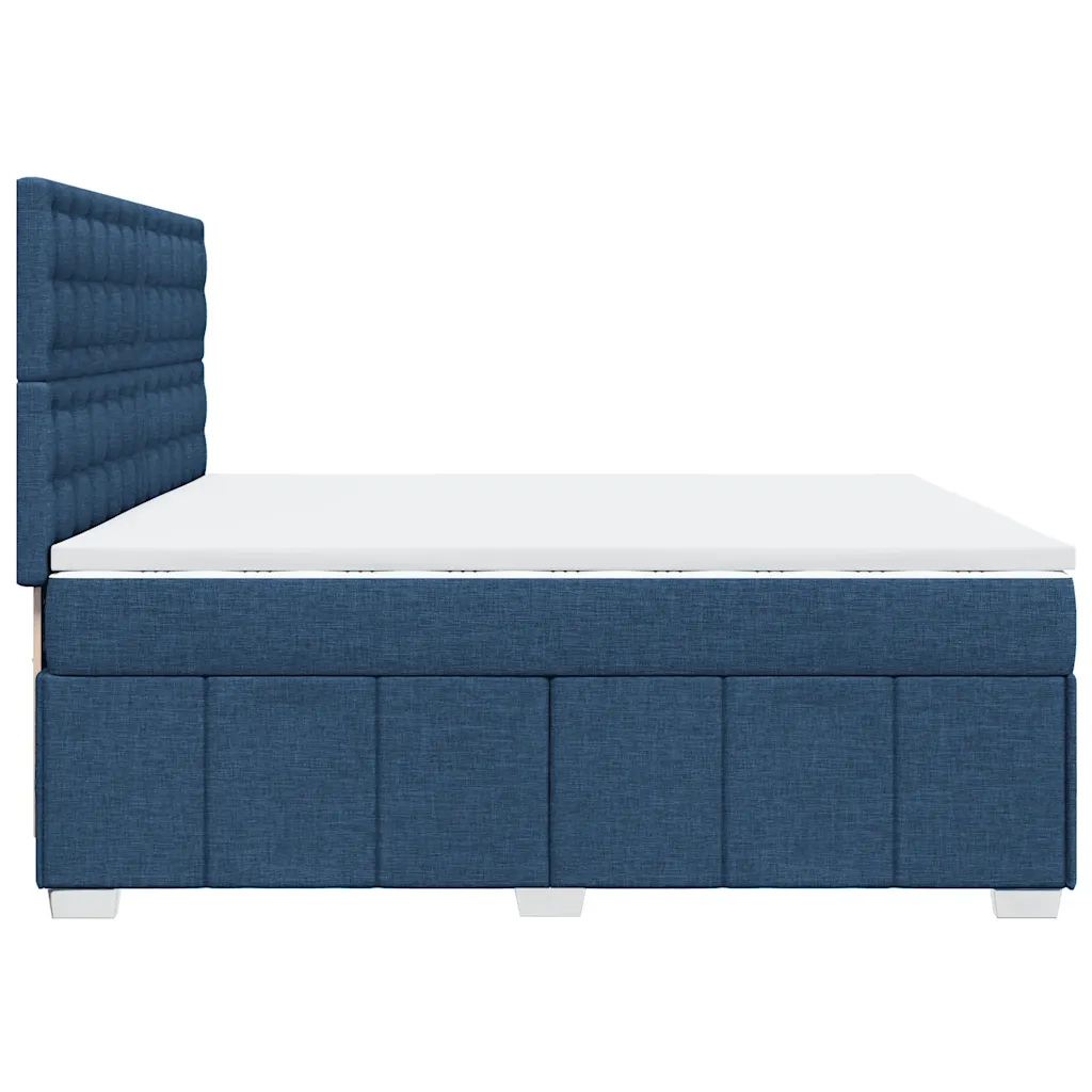 vidaXL Giroletto a Molle con Materasso Blu 200x200 cm in Tessuto
