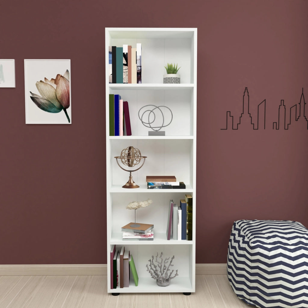 Libreria 'Vara' Altezza: 172 cm Scaffale a Terra con 5 Scomparti Aperti - Bianco [en.casa]