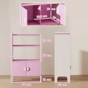 Libreria per bambini ULEVR 60x35x100 cm con ripiani aperti e vani chiusi, kit antiribaltamento, rosa