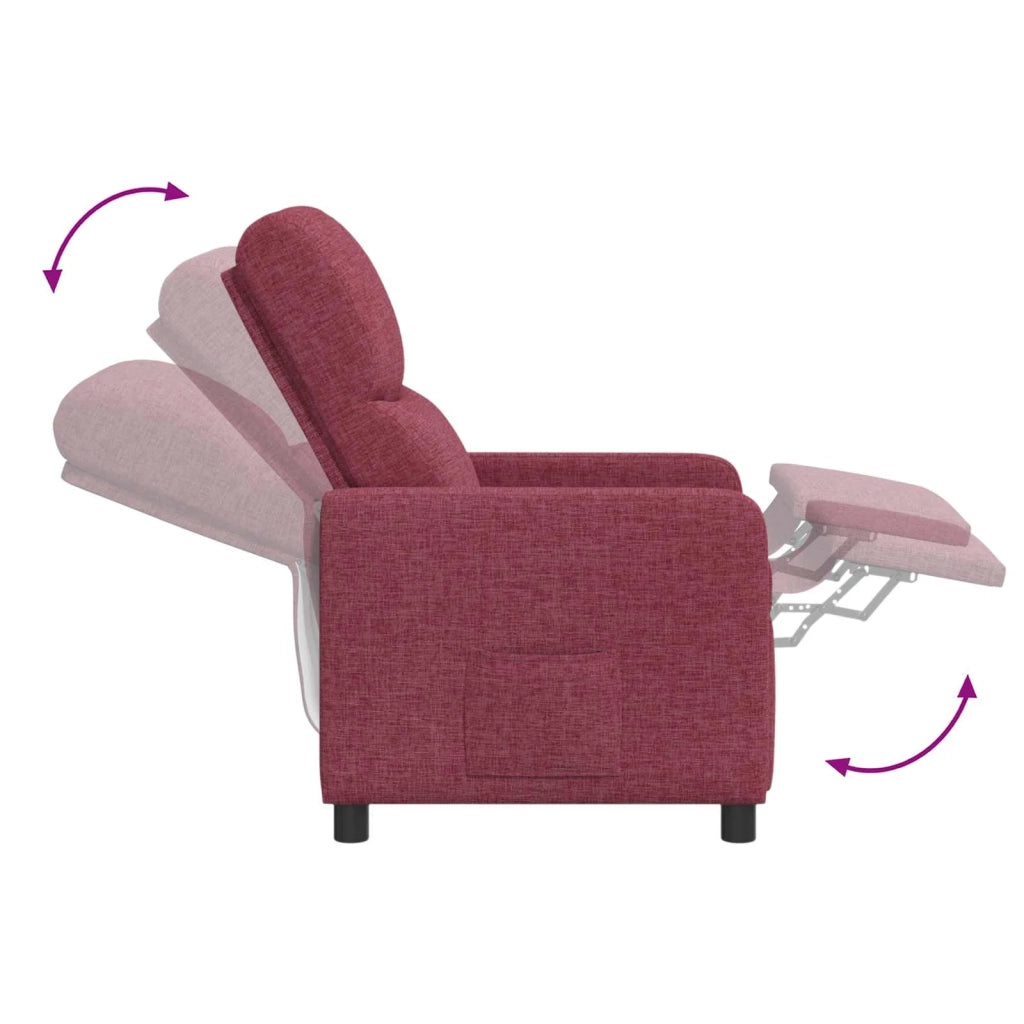Divano Sedia-Poltrona reclinabile Rosso Vino Tessuto 626722