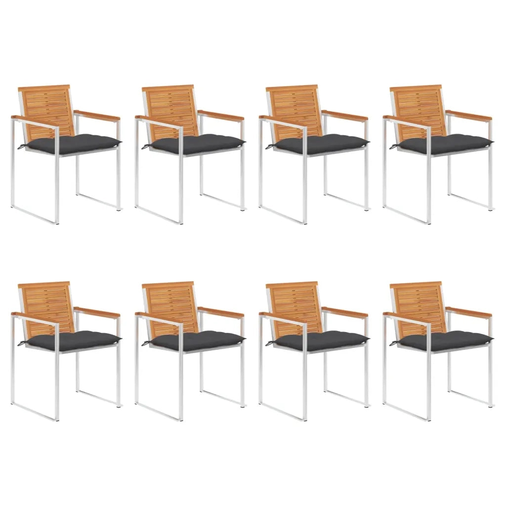 Sedie da Giardino con Cuscini 8 pz in Legno Massello di Acacia cod mxl 76316