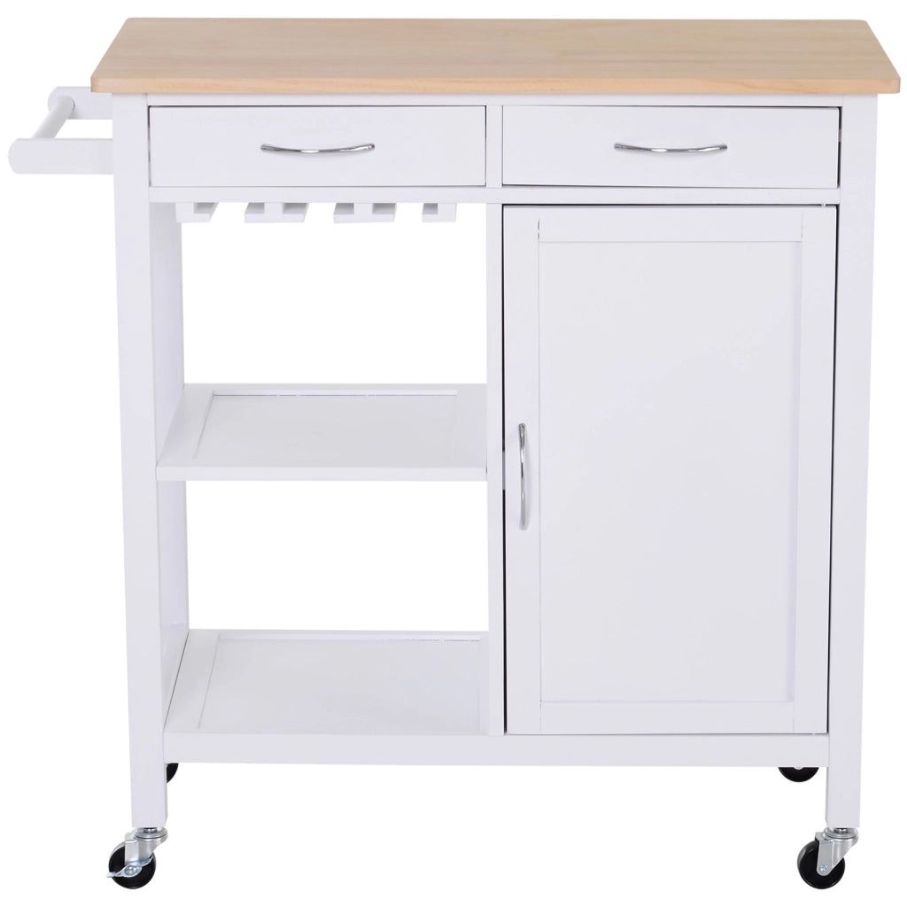 EasyComfort Carrello da Cucina Classico con Cassetti e Ruote in Legno Salvaspazio 89x40x84cm