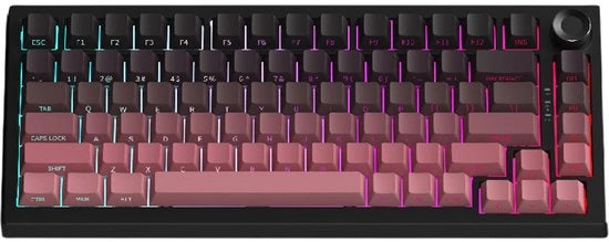 Tastiera da gioco meccanica con 83 tasti, illuminazione RGB di sfondo, tre modalità, scambiabile in caliente (nero e rosa)
