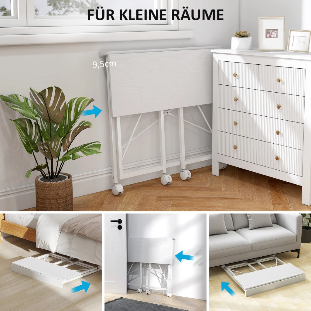 Scrivania con ruote pieghevole in metallo ¨C zephmum ¨C bianco 80x40x75 cm