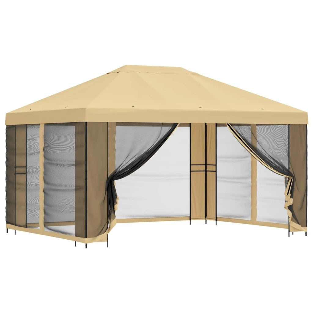 Gazebo da giardino con pareti laterali 4 × 3 m Crema